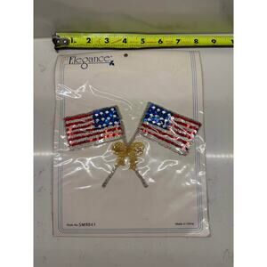Elegance Vintage New Double American Flag Sequin Appliqué patches - lot of 6
